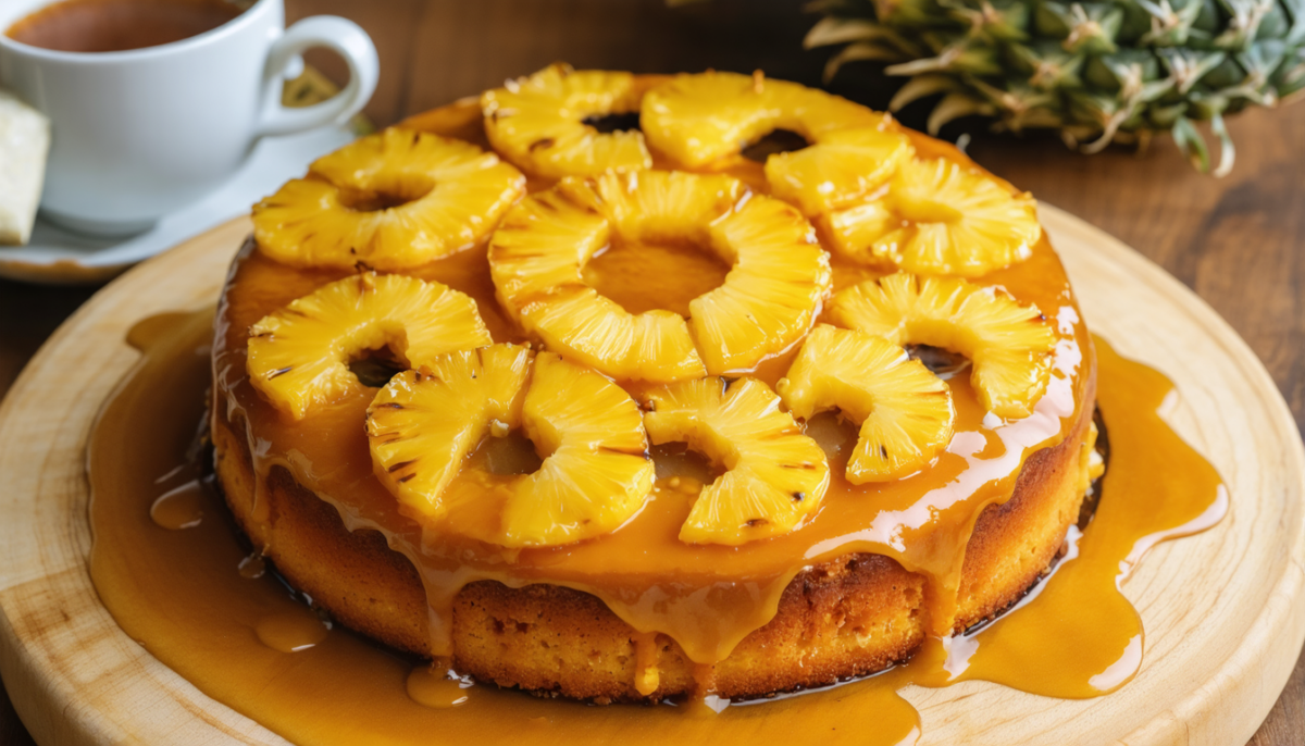 découvrez une recette express pour un gâteau moelleux à l'ananas accompagné d'un caramel fondant, parfait pour une douceur rapide et savoureuse.