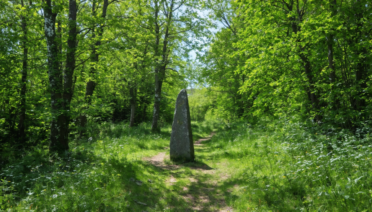partez à la découverte de l'aire du menhir à olonne-sur-mer pour une promenade nature inoubliable suivie d'un déjeuner champêtre en pleine forêt.